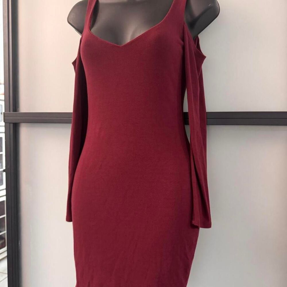 Lulu’s Burgundy/Merlot Long Sleeve Bodycon Dress – Size S